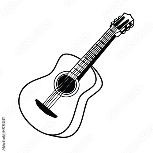 Guitars vector art illustration. Vector guitars on white background. Symbols of classic electric guitars for a store or music application. Electric and acoustic, bass,  music instrument.
