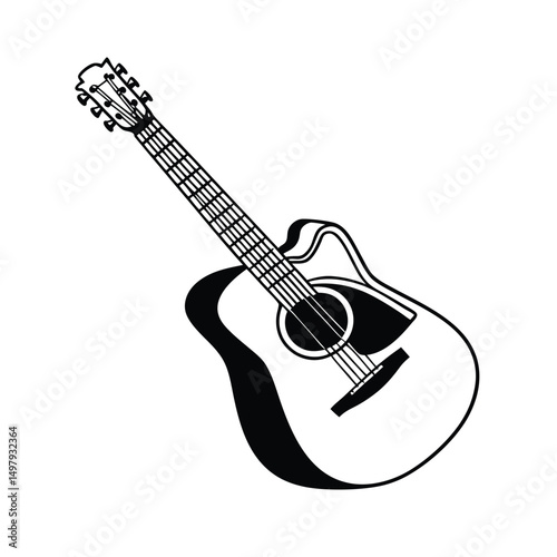 Guitars vector art illustration. Vector guitars on white background. Symbols of classic electric guitars for a store or music application. Electric and acoustic, bass,  music instrument.
