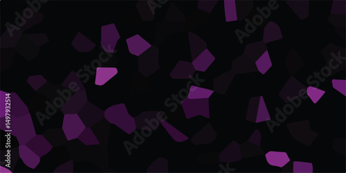 Abstract Crystal Mosaic Seamless Geometric Pattern, Quartz Broken Glass Fragment Purple and black Hues.Vector illustration.To implement your design ideas, business subjects.
