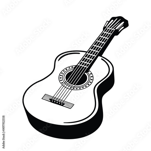 Guitars vector art illustration. Vector guitars on white background. Symbols of classic electric guitars for a store or music application. Electric and acoustic, bass,  music instrument.
