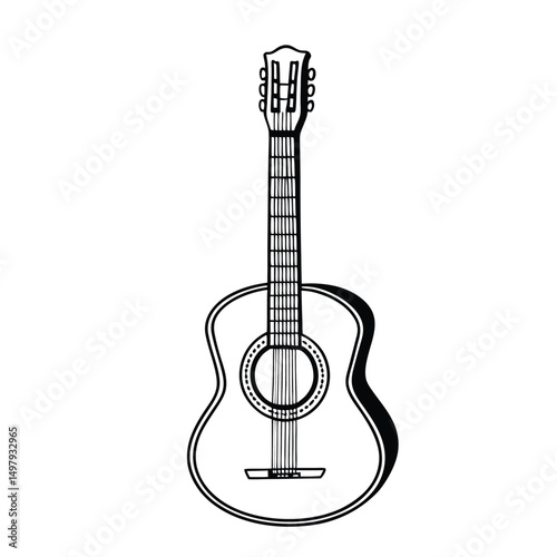Guitars vector art illustration. Vector guitars on white background. Symbols of classic electric guitars for a store or music application. Electric and acoustic, bass,  music instrument.

