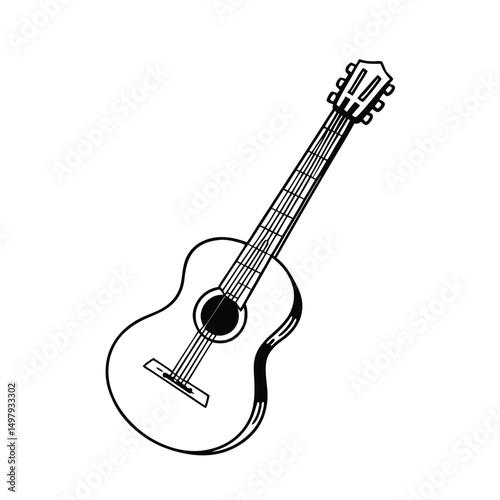 Guitars vector art illustration. Vector guitars on white background. Symbols of classic electric guitars for a store or music application. Electric and acoustic, bass,  music instrument.
