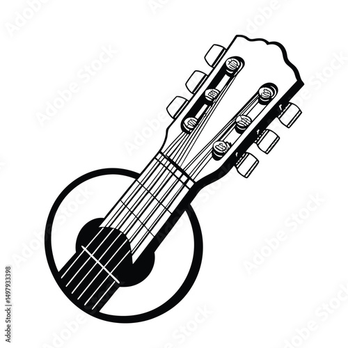 Guitars vector art illustration. Vector guitars on white background. Symbols of classic electric guitars for a store or music application. Electric and acoustic, bass,  music instrument.
