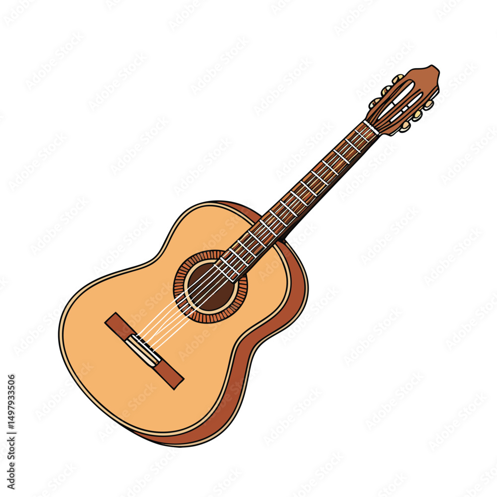 Obraz premium Guitars vector art illustration. Vector guitars on white background. Symbols of classic electric guitars for a store or music application. Electric and acoustic, bass, music instrument.