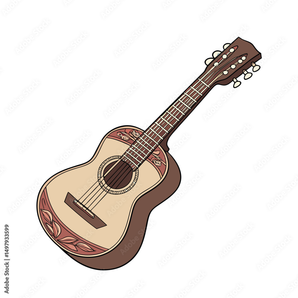 Fototapeta premium Guitars vector art illustration. Vector guitars on white background. Symbols of classic electric guitars for a store or music application. Electric and acoustic, bass, music instrument. 