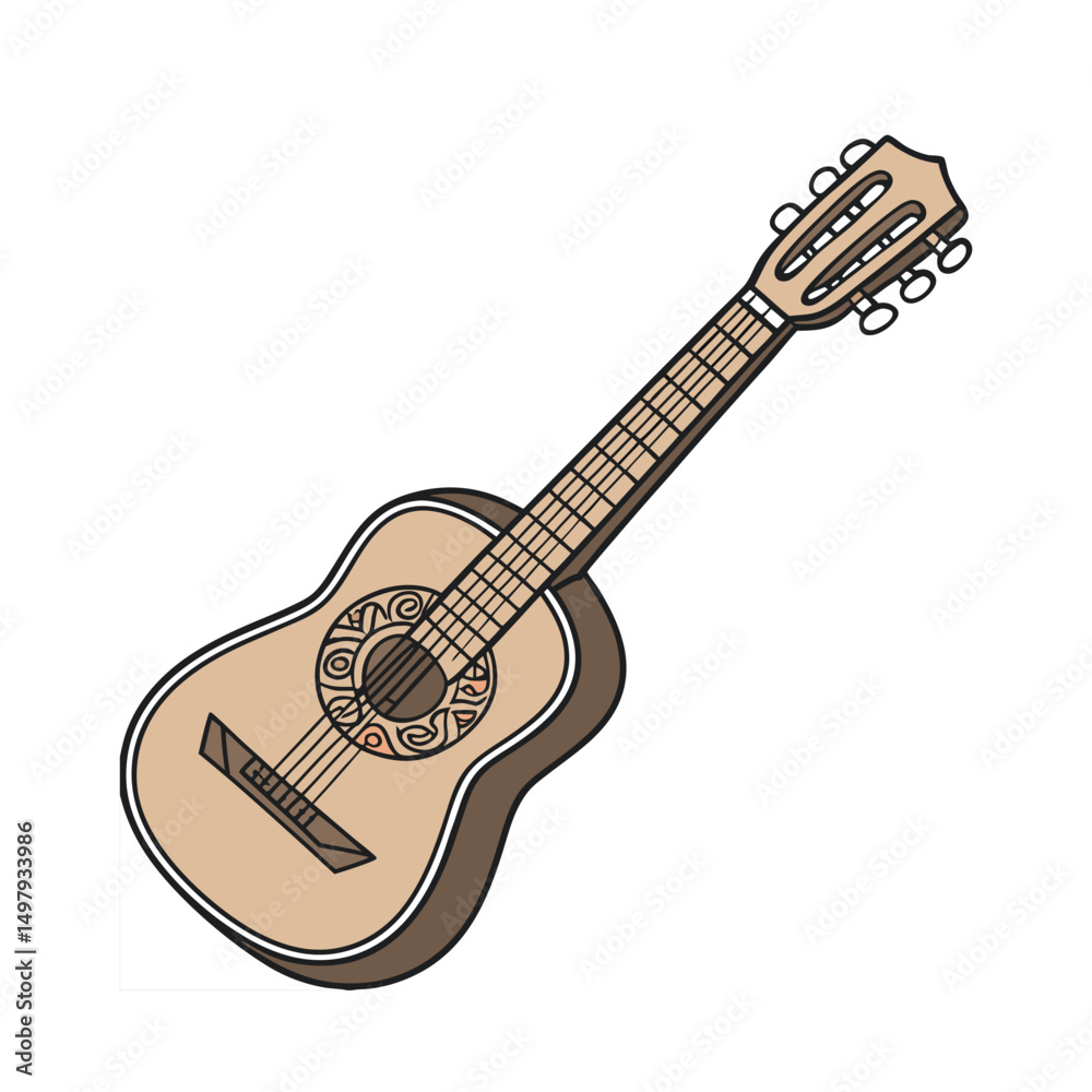 Fototapeta premium Guitars vector art illustration. Vector guitars on white background. Symbols of classic electric guitars for a store or music application. Electric and acoustic, bass, music instrument.