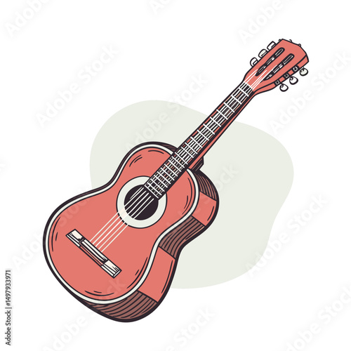 Guitars vector art illustration. Vector guitars on white background. Symbols of classic electric guitars for a store or music application. Electric and acoustic, bass,  music instrument.
