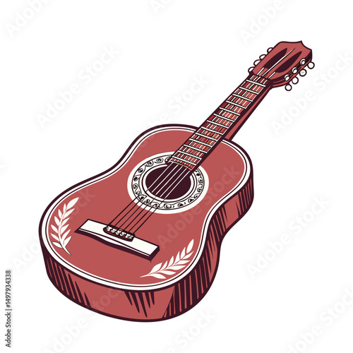 Guitars vector art illustration. Vector guitars on white background. Symbols of classic electric guitars for a store or music application. Electric and acoustic, bass,  music instrument.
