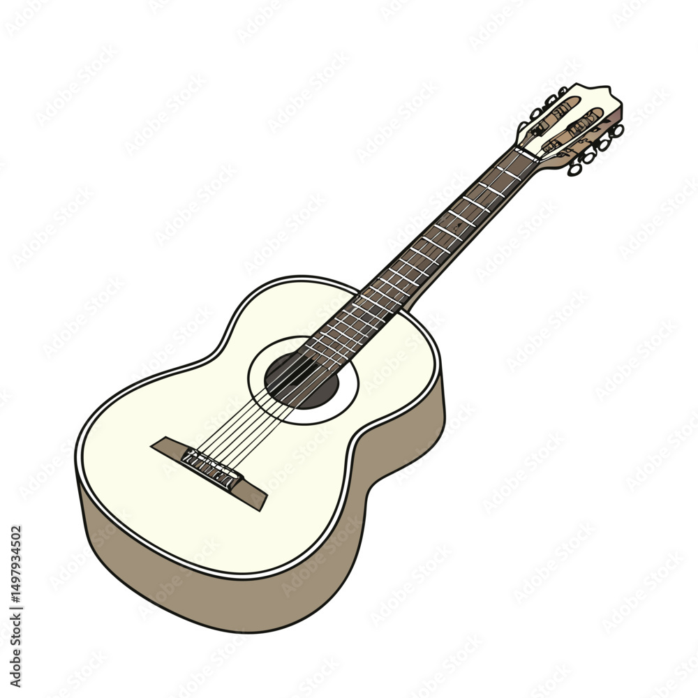 Fototapeta premium Guitars vector art illustration. Vector guitars on white background. Symbols of classic electric guitars for a store or music application. Electric and acoustic, bass, music instrument. 