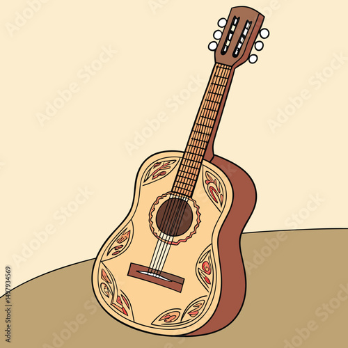 Guitars vector art illustration. Vector guitars on white background. Symbols of classic electric guitars for a store or music application. Electric and acoustic, bass,  music instrument.
