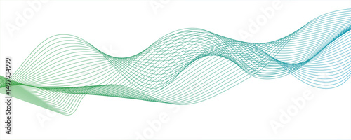 White wave curve lines banner background design. Abstract soft wave lines dynamic flowing green light isolated background.Curve wave seamless pattern. Line art striped graphic template design.