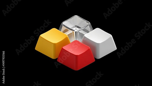 Colorful Keyboard Keys on Black Background