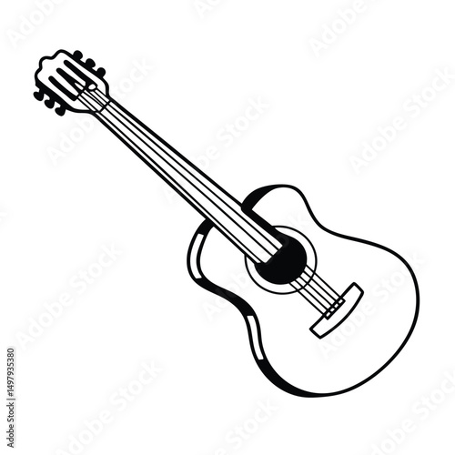 Guitars vector art illustration. Vector guitars on white background. Symbols of classic electric guitars for a store or music application. Electric and acoustic, bass,  music instrument.

