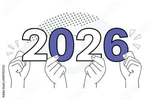Hands holding the year 2026 design for new year celebration and future concept