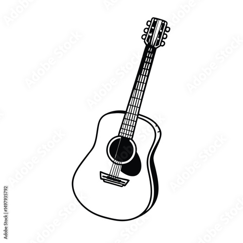 Guitars vector art illustration. Vector guitars on white background. Symbols of classic electric guitars for a store or music application. Electric and acoustic, bass,  music instrument.

