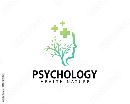 psychology logo creative health mind nature concept human tree
