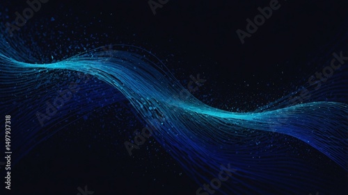 Abstract blue light trail streaking across dark background