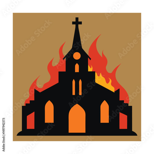 burned out church in ruins.eps
