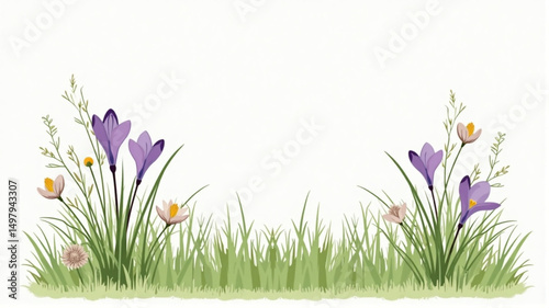 spring grass and flowers