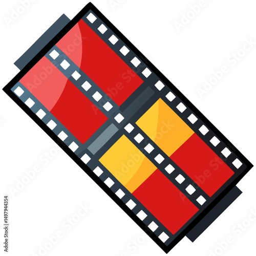 Strip of red and yellow film negatives
