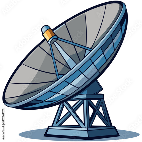 Satellite communication dish with metal frame
