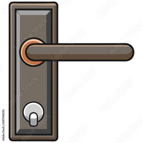 Brown door handle with lock mechanism
