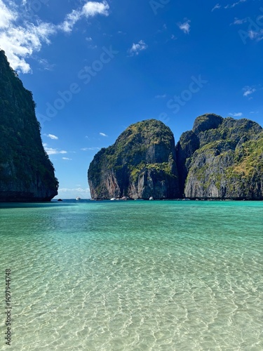 Stunning Thai Coastline with Turquoise Waters, Limestone Cliffs, and Tropical Scenery