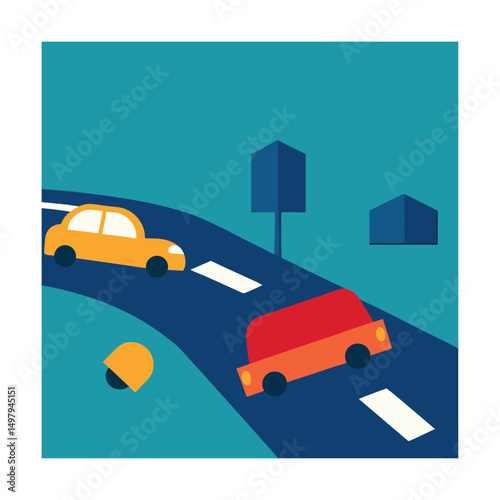 empty street with overturned cars (3).eps