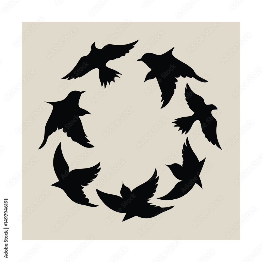 Fototapeta premium flock of crows circling (3).eps