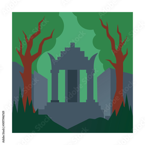 forest ruins with ancient curse  .eps