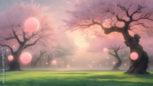 Mystical Orbs Illuminating a Timeless Forest