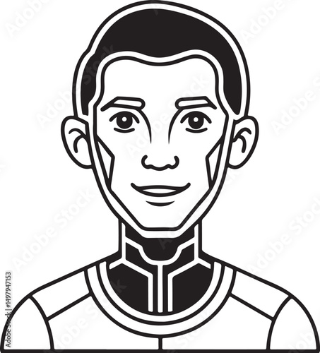 Black and white male portrait illustration with classic features ideal for storytelling visuals