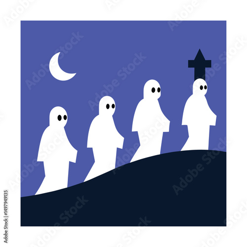 ghostly procession through graveyard   (1).eps