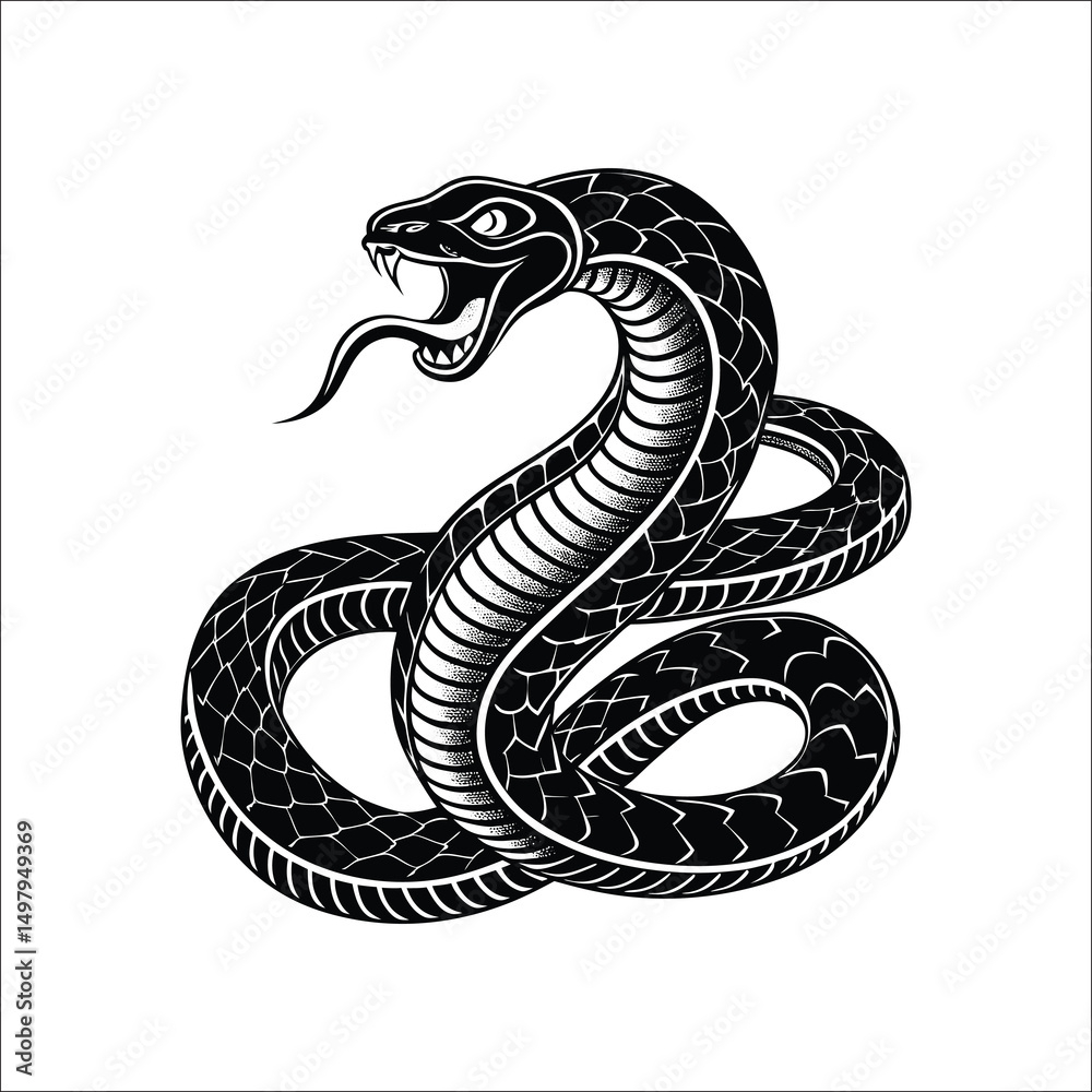 Obraz premium black snake vector illustration