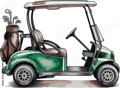 Golf Auto car water color art design illustration stock photos premium quality