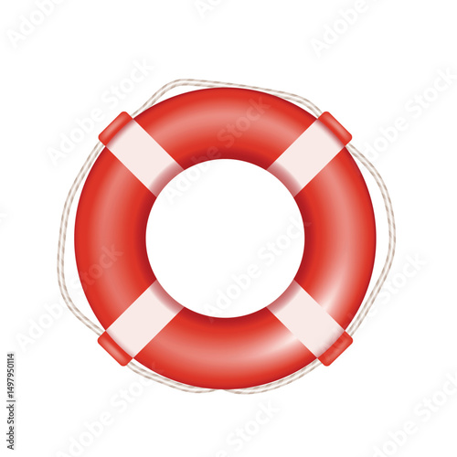 Lifebuoy. Vector 3d clip art isolated on white background.
