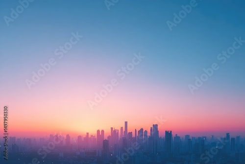 minimalistic cityscape with modern skyline at urban sunset focus on sleek architectural lines leaving generous copy