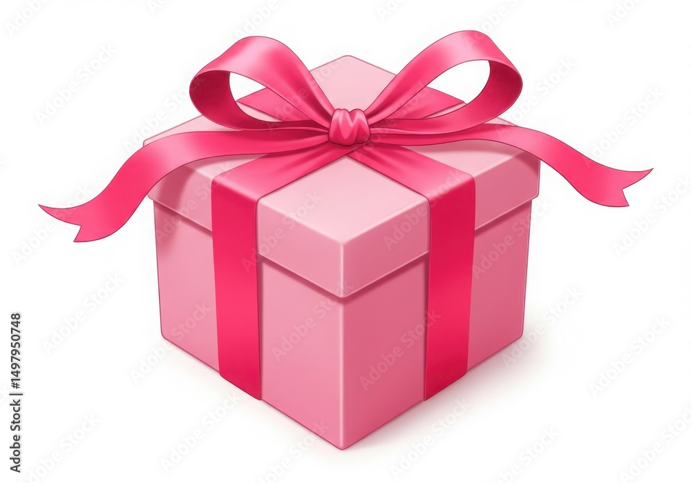 Fototapeta premium Pink gift box with ribbon bow isolated on transparent background