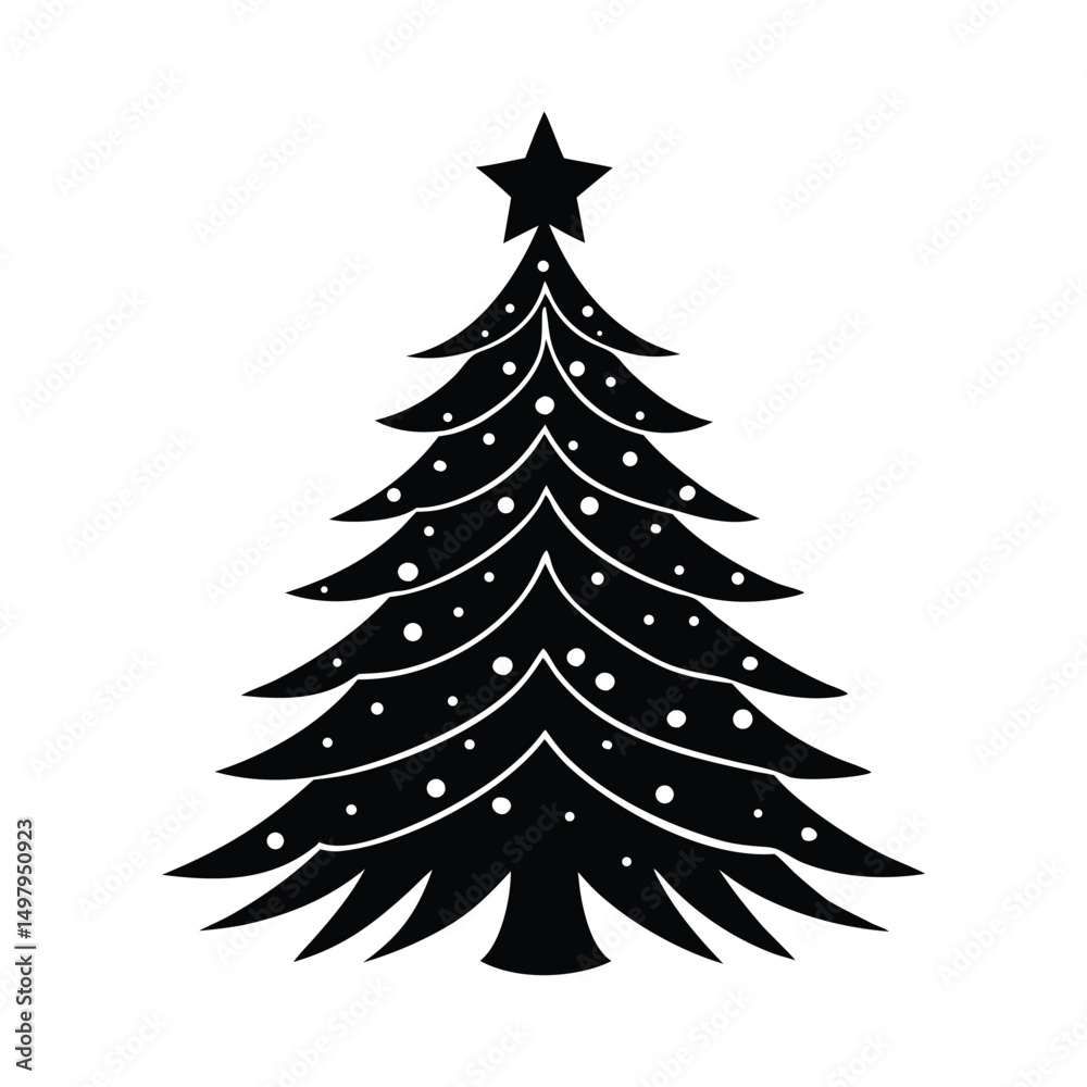 Obraz premium Classic Christmas Tree Illustration with Star Topper