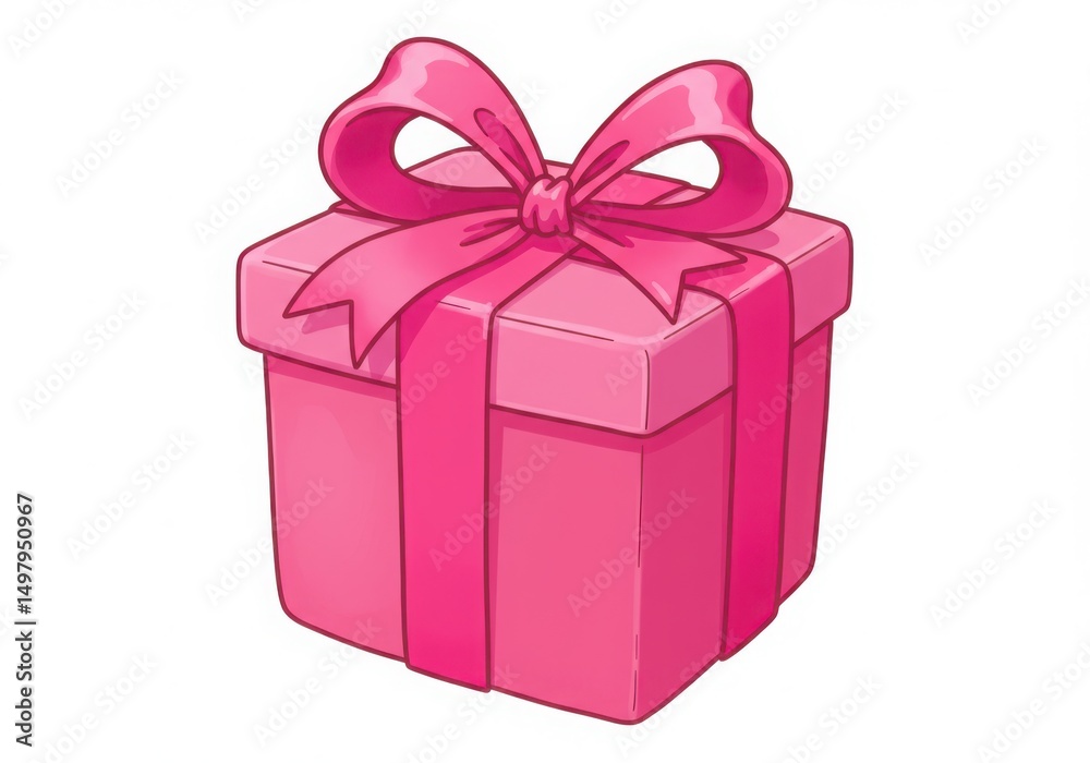 Fototapeta premium Pink gift box with ribbon bow isolated on transparent background