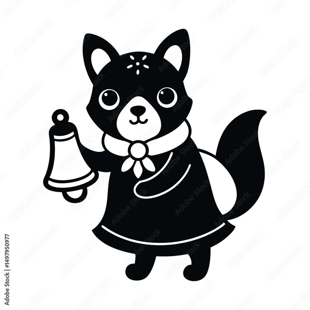Fototapeta premium Adorable Baby Animal with Christmas Bell in Festive Artwork