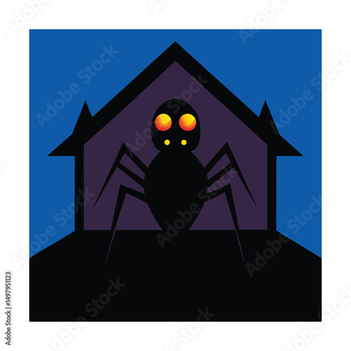 haunted attic with giant spider (2).eps