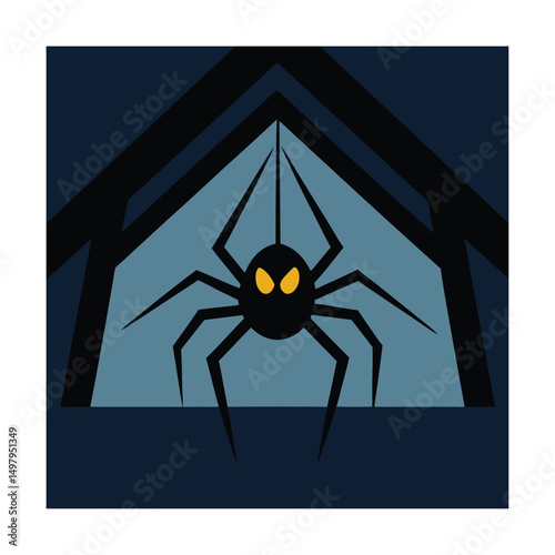 haunted attic with giant spider (1).eps