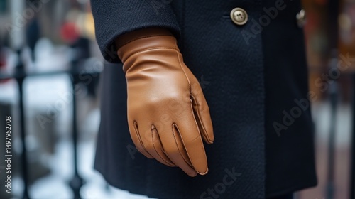 Tan Leather Gloves on Display in Winter City