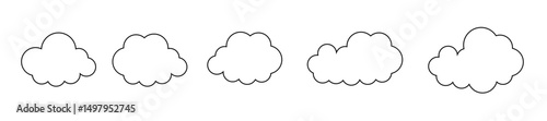 Clouds line art icon. Databases networking software image cloud and synoptics concept. Vector