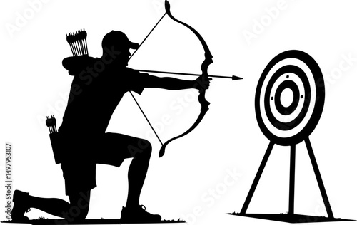 Archer Silhouette in Shooting Stance"