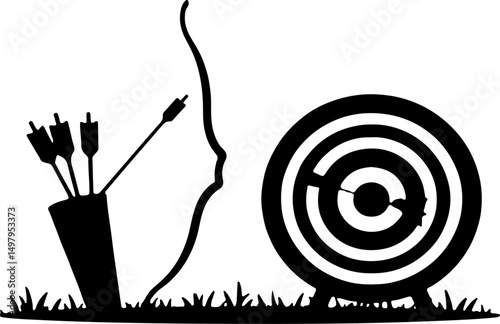 Archer Silhouette in Shooting Stance"