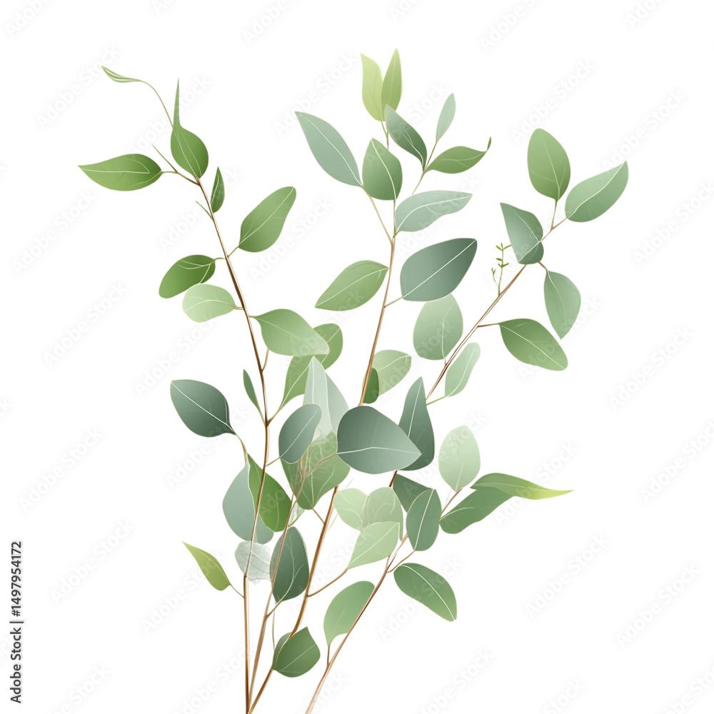 Obraz premium Eucalyptus, transparent background, isolated image