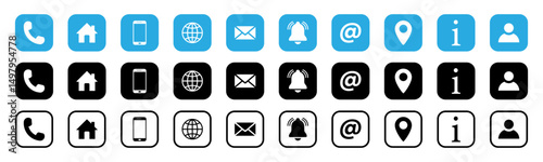 A set of 10 modern communication and interface icons in three styles. Perfect for apps, websites, and digital interfaces. Mobile apps, websites, and business presentations. Vector illustration.