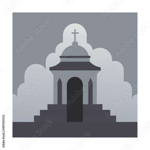 mausoleum surrounded by fog (2).eps